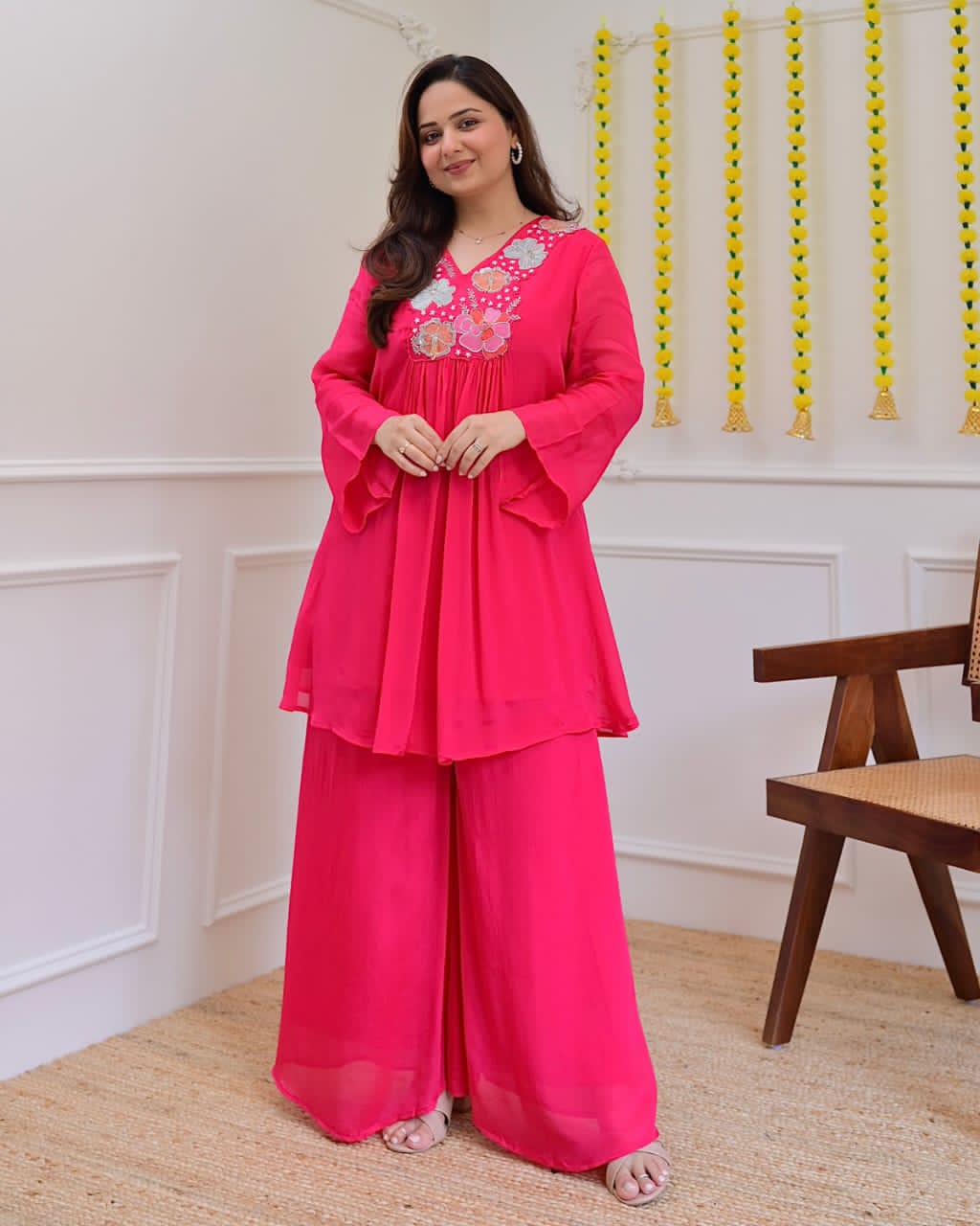 New Designer Festival Collection In Pure Cotton With beautiful embroidery Fully Stitched Ready To Wear Pink