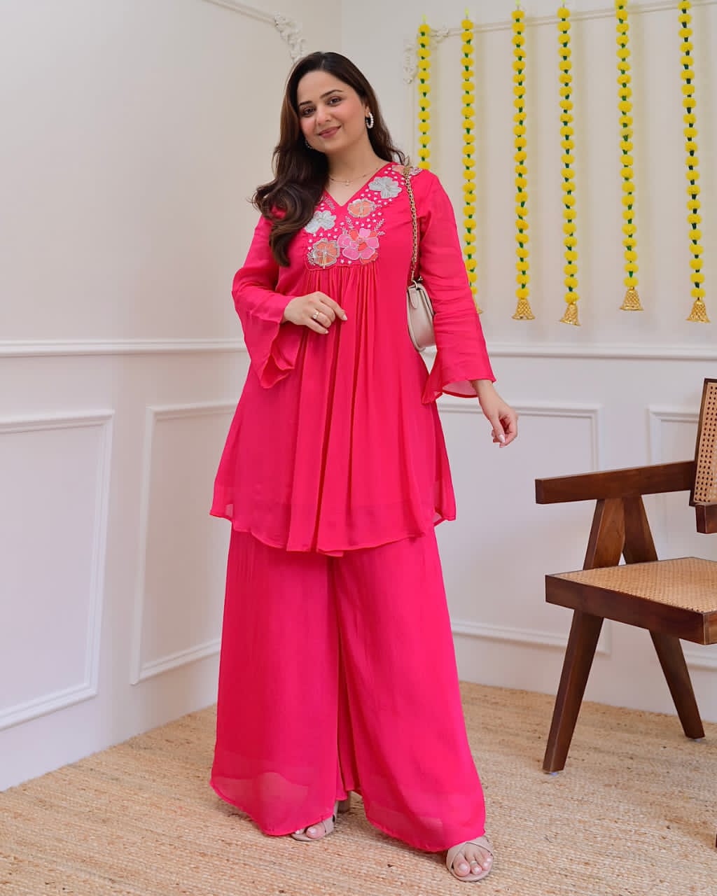 New Designer Festival Collection In Pure Cotton With beautiful embroidery Fully Stitched Ready To Wear Pink
