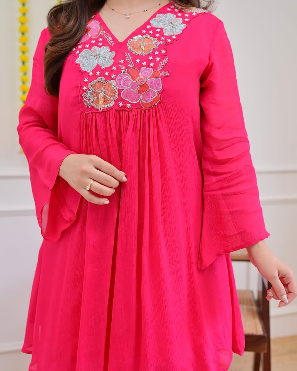 New Designer Festival Collection In Pure Cotton With beautiful embroidery Fully Stitched Ready To Wear Pink