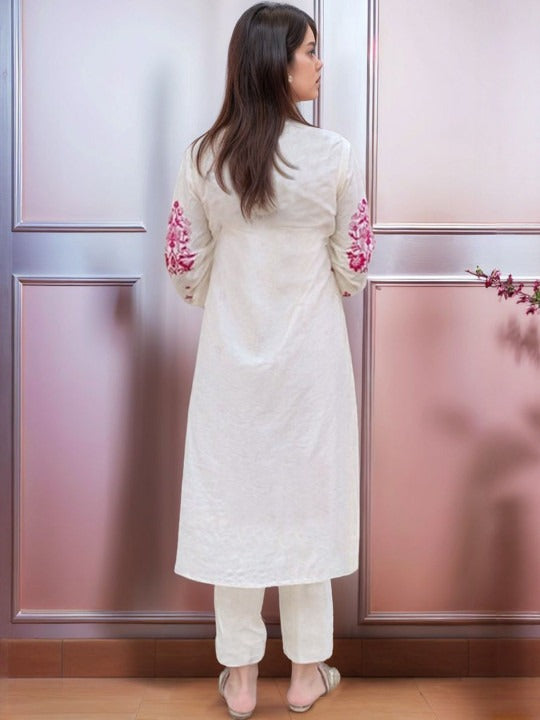 Women Ethnic Motifs Embroidered Regular Thread Work Kurta with Trousers & With Dupatta